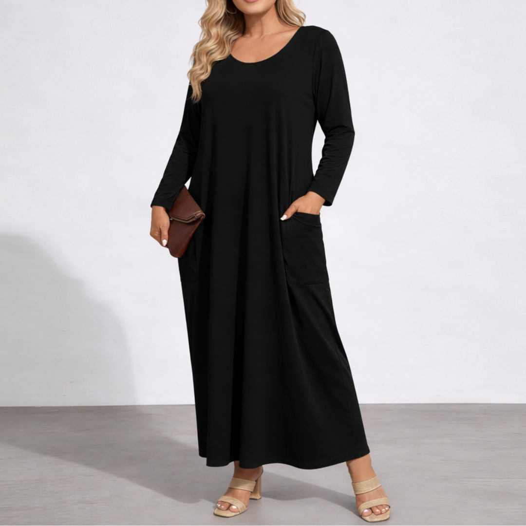 Adela - Elegantní maxi šaty s kapsami