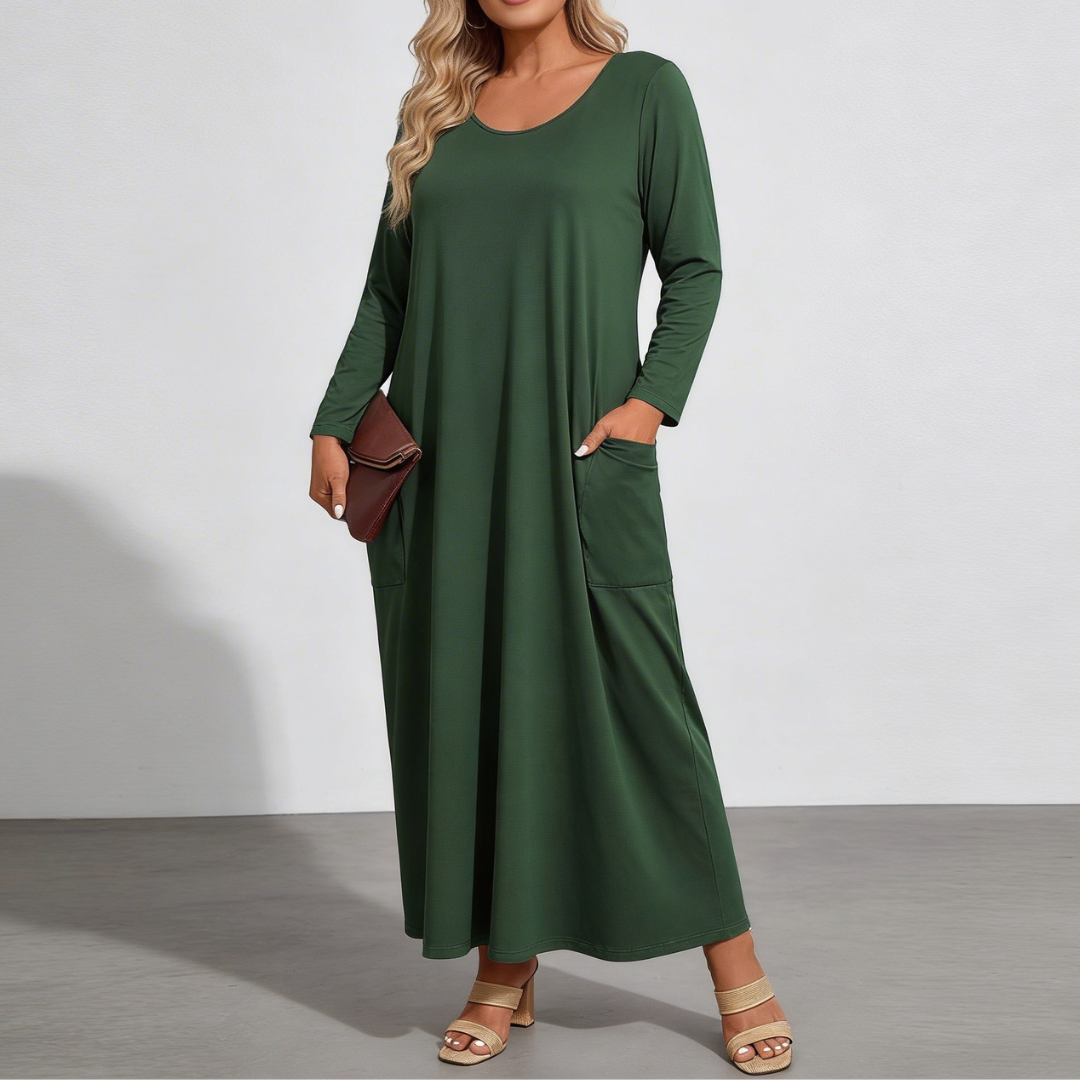 Adela - Elegantní maxi šaty s kapsami